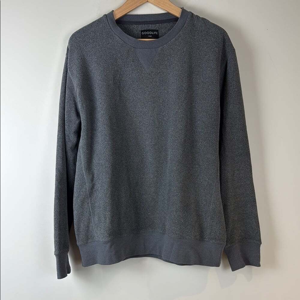 Goodlife Gray Crewneck Fleece Sweater Soft Knit Pullover Size Large